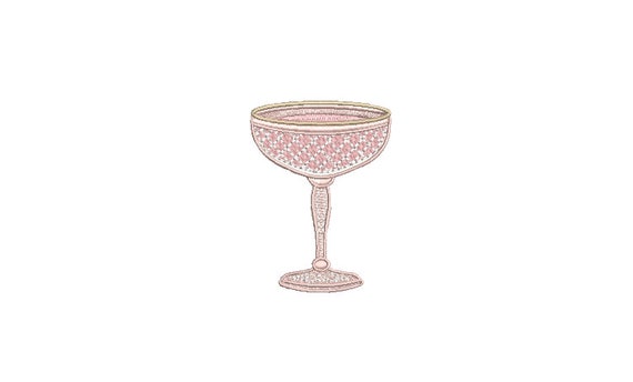 Pink Crystal Glass - Machine Embroidery File design  - 4x4 hoop - Champagne Glass embroidery - 3 inches