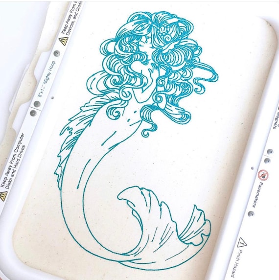 Boho Mermaid Machine Embroidery File design 5x7 hoop -  instant download