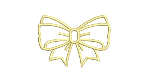 Lemon Bow Applique Machine Embroidery File design 5x7 hoop - Ribbon Bow Applique Download