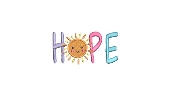 Hope Machine Embroidery File design -  4 x 4 inch hoop - Heart embroidery - Positive Quote