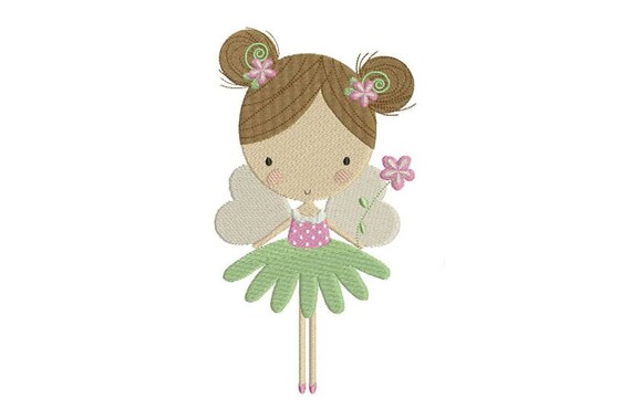 Flower Fairy Doll Machine Embroidery File design 5x7 inch hoop - Flower Fairy 3