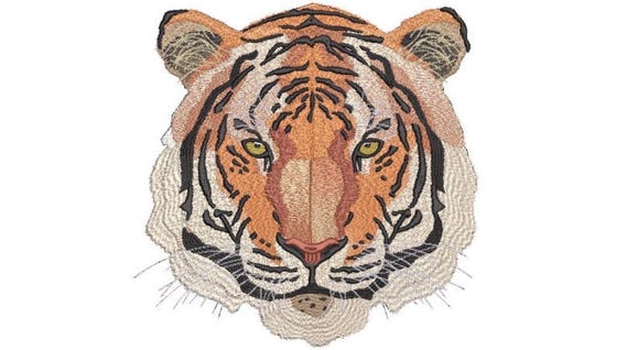 Tiger Embroidery Design - Realistic Machine Embroidery File design  - JUMBO hoop - Instant download