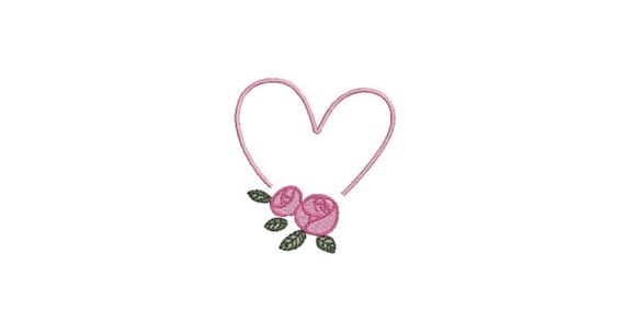 Heart Roses  - Machine Embroidery File design 3 x 3 inch hoop - instant download - Monogram frame
