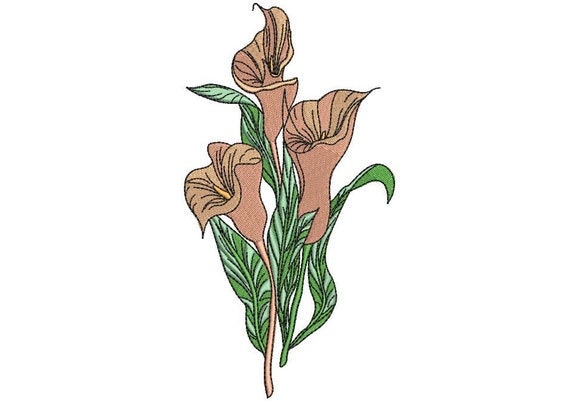 Calla Lili Lillies Flower Stem Machine Embroidery File design 5 x 7 inch hoop