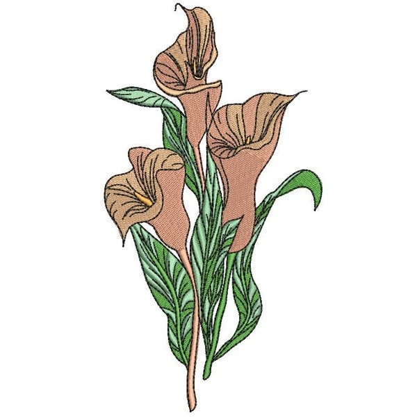 Calla Lili Lillies Flower Stem Machine Embroidery File design 5 x 7 inch hoop