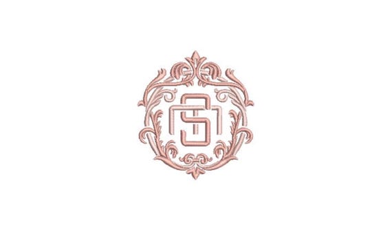 S M Flourish Monogram Crest -  Machine Embroidery File design - 4x4 inch hoop - Vintage Monogram