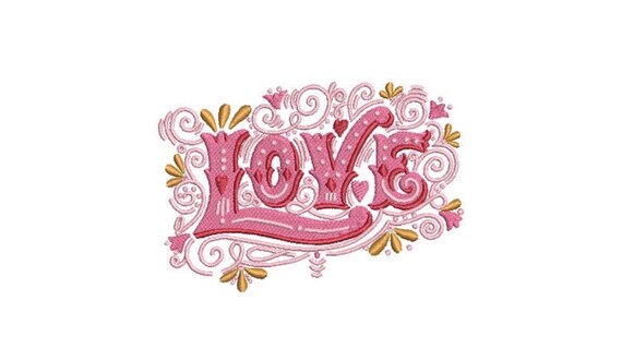 Vintage Love Embroidery - Machine Embroidery File design -  4x4 inch hoop - 10cm hoop