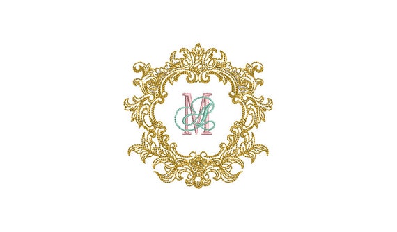 Baroque Flower Frame - Machine Embroidery File design - 4x4 inch hoop - Monogram Frame