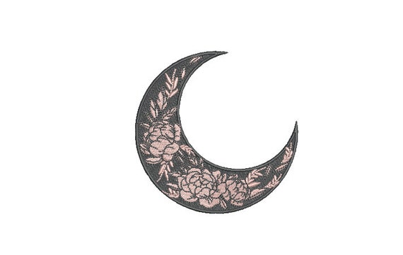 Floral Moon Embroidery Design -  Moon Child Machine Embroidery File design - 4x4 inch hoop - instant download