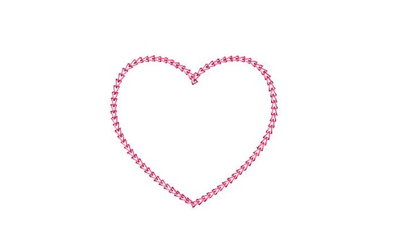 Chainstitch heart  - Machine Embroidery File design - 4x4 inch hoop - Monogram Frame - Chain Stitch Embroidery Design