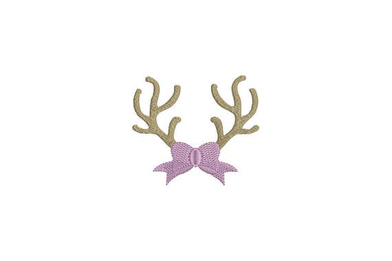 Bow Antlers embroidery - Machine Embroidery File design - 4x4 inch hoop