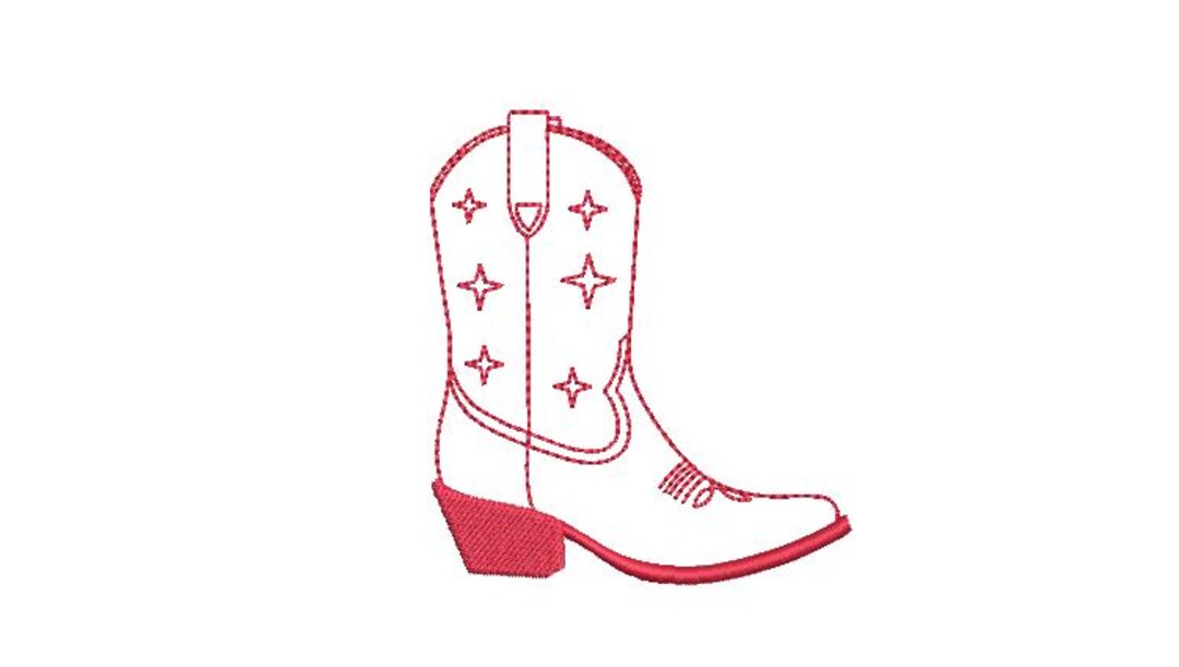 Cowboy Boot Machine Cowgirl Boot - Cowboy Boot Machine Embroidery File Design - 4x4 Inch ...