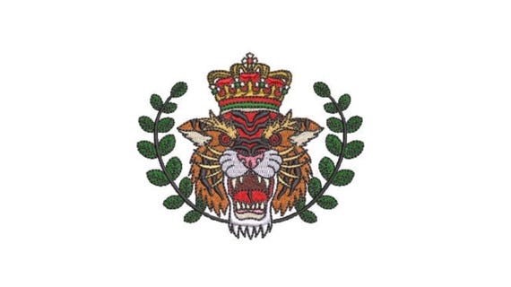 Tiger Crown Embroidery Design - Tiger Face Urban Mordern Machine Embroidery File design - 4x4 inch hoop - instant download