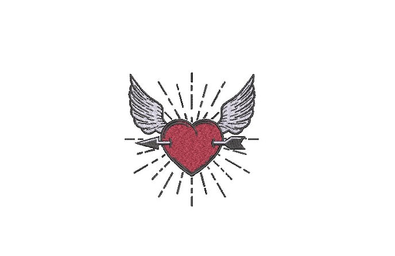 Heart Wings Arrow - Machine Embroidery File design  - 4 x 4 inch hoop - instant download