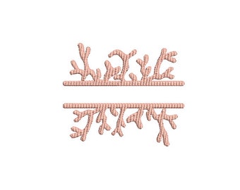 Coral Split Monogram Frame - Machine Embroidery File design - 4x4 hoop - Instant Download