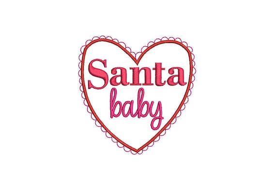 Santa Baby Christmas Embroidery - Xmas Lace Heart Machine Embroidery File design 4x4 inch hoop - Instant Download