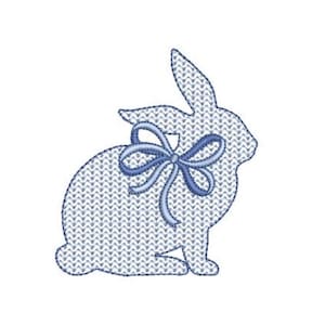 Bunny with bow  - Machine Embroidery File design 4 x 4 inch hoop - Easter Embroidery Design