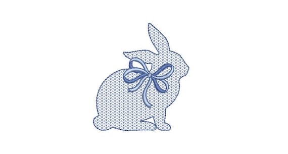 Bunny with bow  - Machine Embroidery File design 4 x 4 inch hoop - Easter Embroidery Design