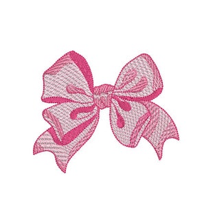 Satin Ribbon Bow Embroidery Design - Machine Embroidery Instant Download File - Coquette Bow - 4x4 inches