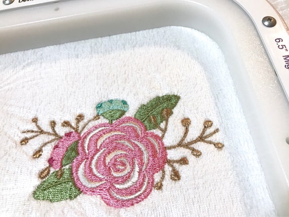 Pink Flowers Machine Embroidery File design 5 x 7 inch hoop -  Rose Embroidery