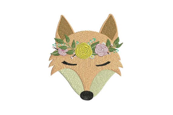 Machine Embroidery Whimsical Boho Fox Face Machine Embroidery File design 5x7 inch hoop - Instant download