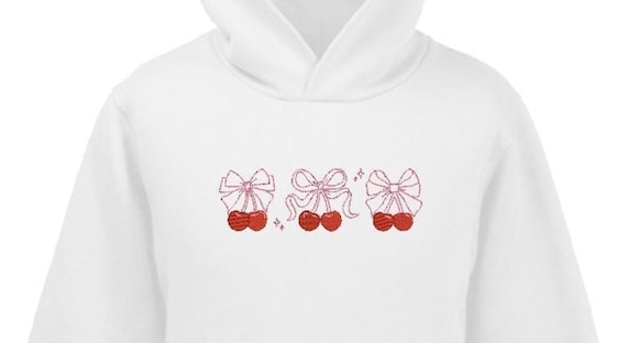 Cherry Coquette Bows  - Machine Embroidery File design 8 x 8 inch hoop - Cherry Embroidery Design