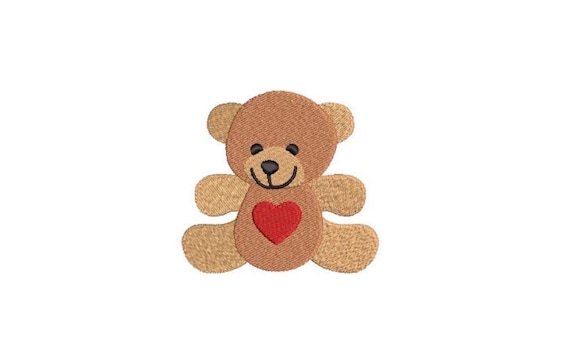 Heart Teddy Bear Machine Embroidery File design 3x3 inch hoop Instant download - Teddy Bear Design