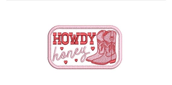 HOWDY Honey Cowgirl Machine Embroidery File design - 5x7 inch hoop - Western Embroidered Patch Design Download