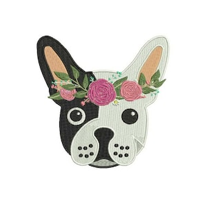 French Bulldog Embroidery - Machine Embroidery French Bulldog Face Machine Embroidery File design 5x7 inch hoop Frenchie Embroidery