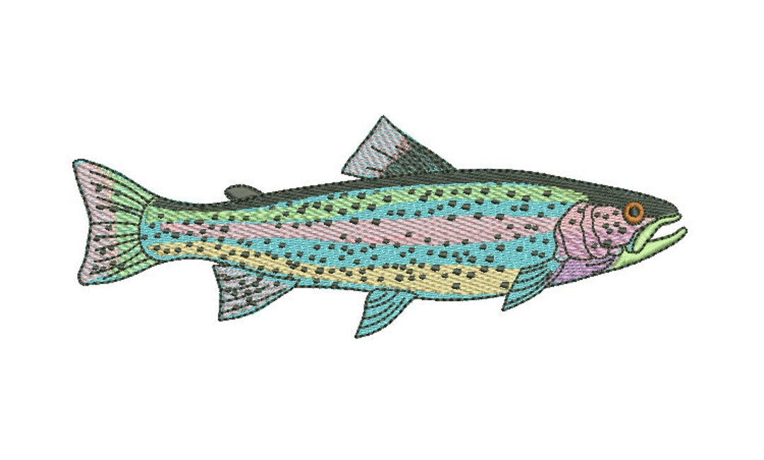 Rainbow Trout Machine Embroidery File Design 8x8 Inch Hoop Fish Design