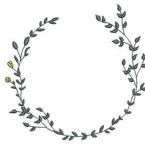 Instant download monogram Frame 4x4 inch hoop Tiny Bud Wreath- Machine Embroidery File design