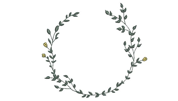 Simple Vine Wreath Wreath- Machine Embroidery File design - 8 x 8 inch hoop - monogram Frame - Instant download