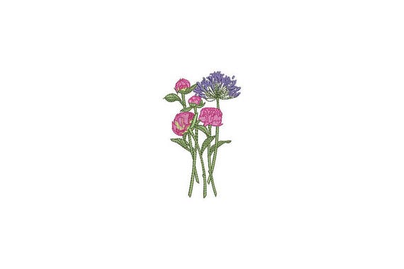 Machine Embroidery Flower Stems Machine Embroidery File design 4 x 4 inch hoop