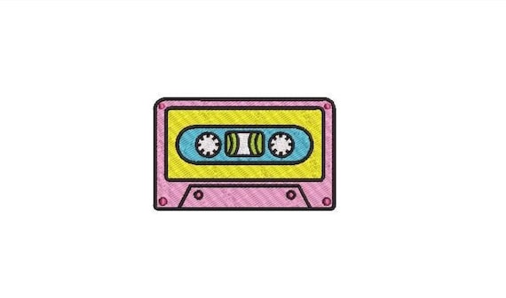 Cassette Tape Embroidery Design - Machine Embroidery File design 4 x 4 inch hoop 10cm x10cm