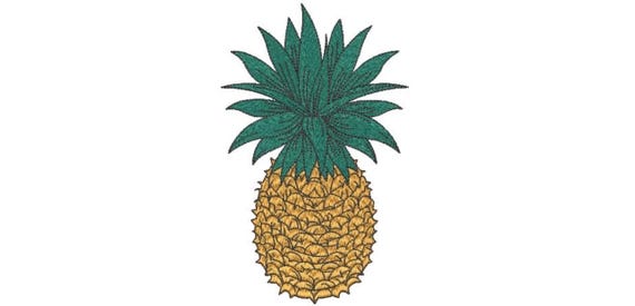 Pineapple Embroidery - Machine Embroidery Tropical Summer Pineapple Embroidery File design 5x7 hoop