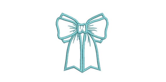 Turquoise Bow Applique Machine Embroidery File design 4x4 hoop - Ribbon Bow Applique Download