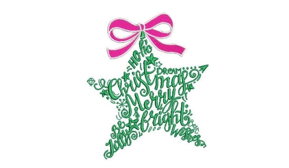 Christmas Star - Machine Embroidery File design  - 5x7 inch hoop - Xmas Embroidery Design