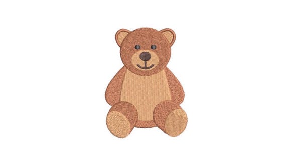 Brown Teddy Bear embroidery - Machine Embroidery File design - 4x4 inch hoop - Instant download