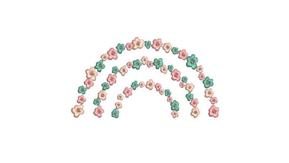 Flower Rainbow - Machine Embroidery File design - 5x7 inch hoop - Monogram Frame - Satin Stitch Rainbow Embroidery Design
