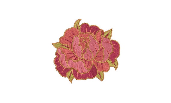 Peony Flower Machine Embroidery Design File - 4x4 inch hoop - Instant download Embroidery File