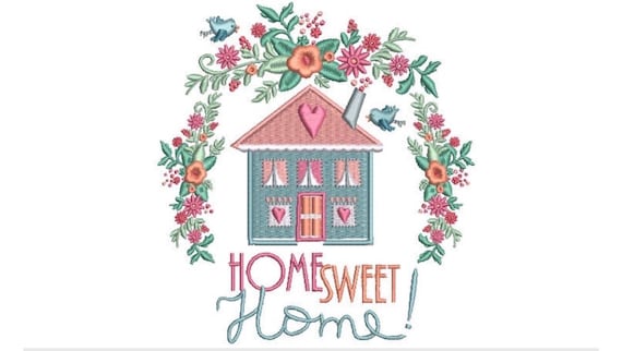Home Sweet Home - Machine Embroidery File design - 5x7 inch hoop - Instant Download - House Warming Embroidery Design