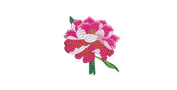 Peony Hand Embroidery Style - Machine Embroidery File design - 4 x 4 inch hoop - Instant Download