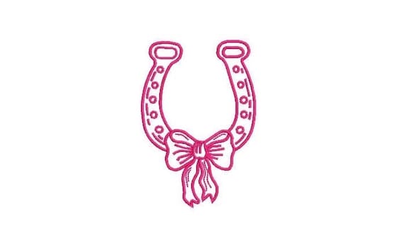 Bow Horse shoe Sketch   - Western Machine Embroidery File design - 4x4 inch hoop - Cowgirl Design - Horseshoe Embroidery