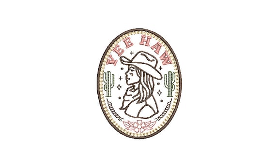 Yee Haw Western Machine Embroidery File design - 4x4 inch hoop - Cowgirl and Cowboy Design