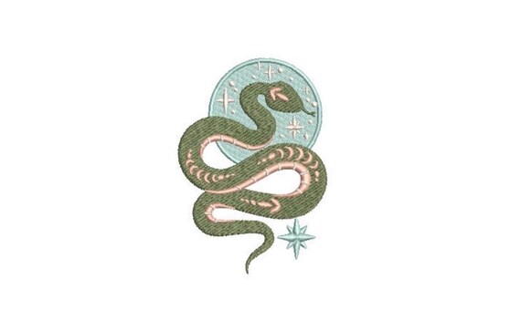 Boho Snake Machine Embroidery File design - 4 x 4 inch hoop - instant download - Mystical Snake Design