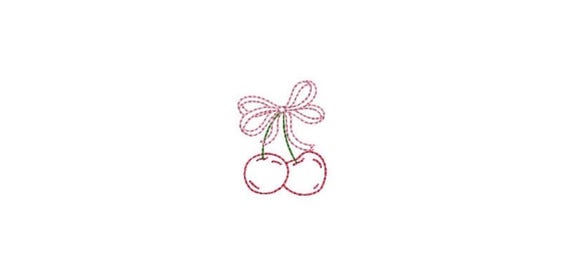 Cherry Bow Embroidery File Download - Machine Embroidery Designs - Coquette Embroidery - 2 inch mini design
