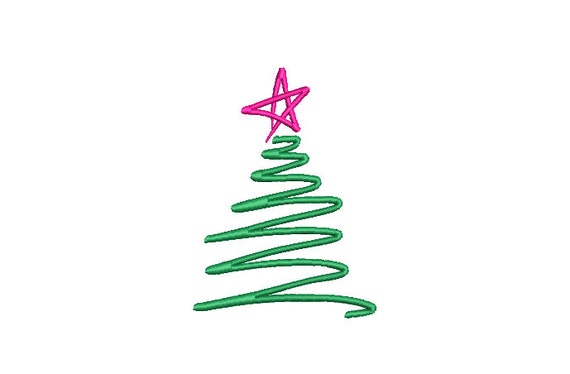 Scribble Xmas Tree - Machine Embroidery File design - 4 x 4 inch hoop - Christmas Tree Embroidery