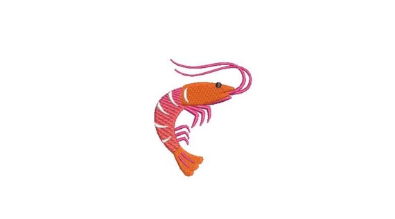 Prawn Machine Embroidery File design - 4 x 4 inch hoop - Shrimp Embroidery Design Instant Download - 3 inch design
