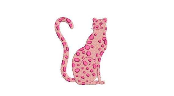 Pink Leopard Machine Embroidery File design - 4x4 inch hoop - Leopard - instant download