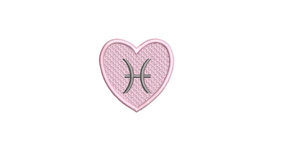 Pisces Heart Patch Zodiac Embroidery Design - Machine Embroidery File designs - 4x4 inch hoop - instant download - Star Signs Embroidery